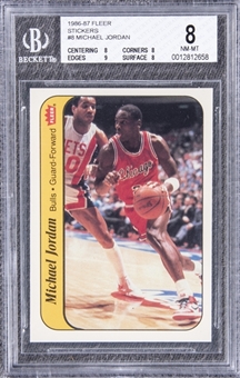 1986/87 Fleer Sticker #8 Michael Jordan Rookie Card - BGS NM-MT 8 